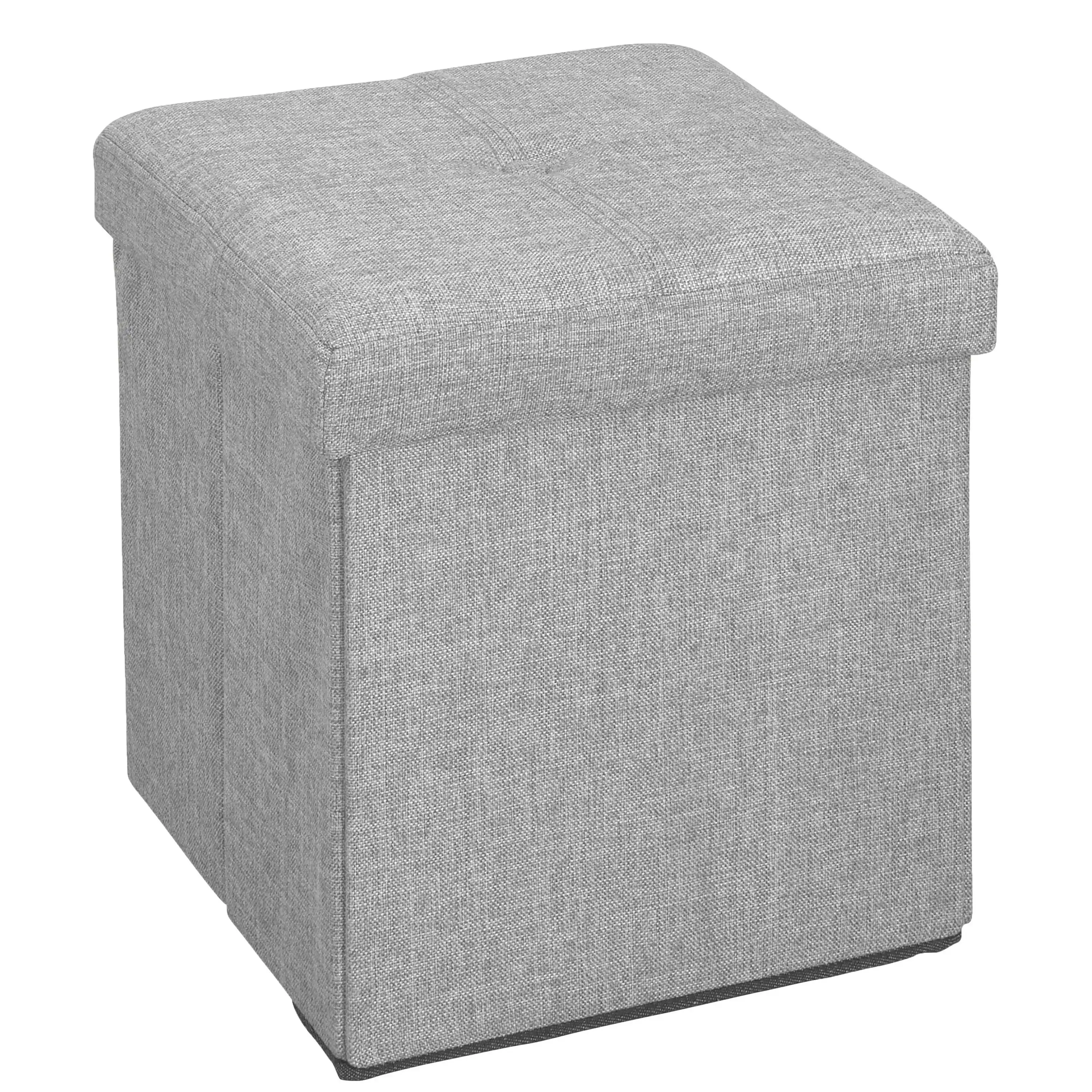 

Faux Linen Folding Storage Ottoman Cube