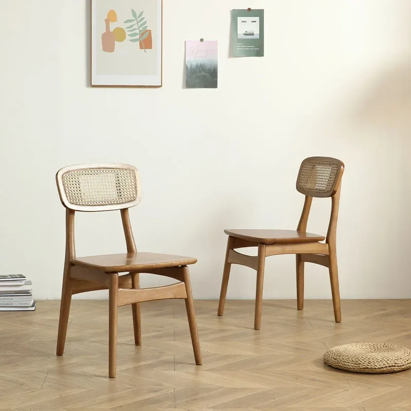 

Новый обеденный стул из цельного дерева, простой светильник из ротанга, дизайнерское кресло, мебель для дома, ресторана, кофейни, сетка, красный стул