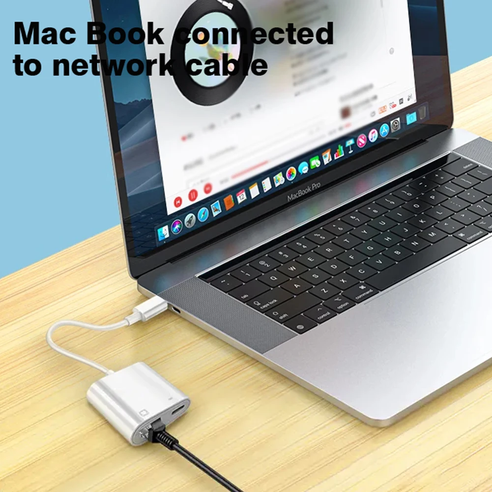 2 In 1 Type C To Ethernet Adapter Rj45 For Huawei Xiaomi Oppo Apple Laptop To Ethernet Charging