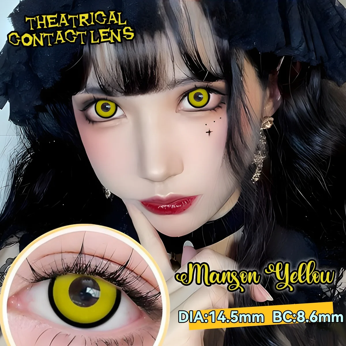 Vibrant Cyan Mesh White Colored Contact Lenses for Dramatic Cosplay & Halloween