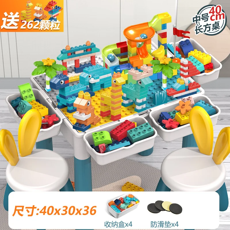 Educational Toy Children Building Blocks Table Desk Multifunctional Large Granules Assembly Bricks With Storage Box Gift For Kid