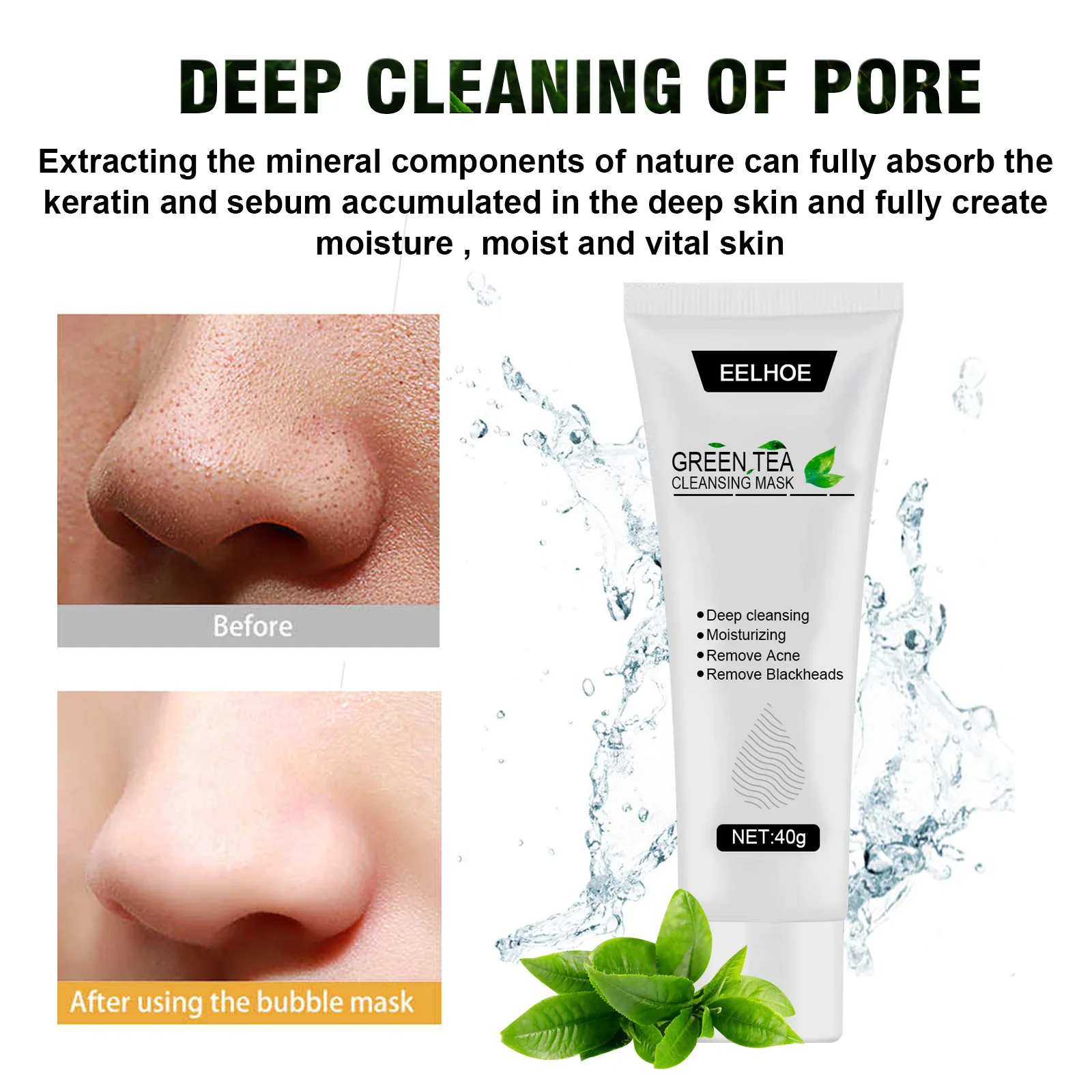 Green Tea Blackhead Mask Add White Clay and Salicylic Acid Remove Acne