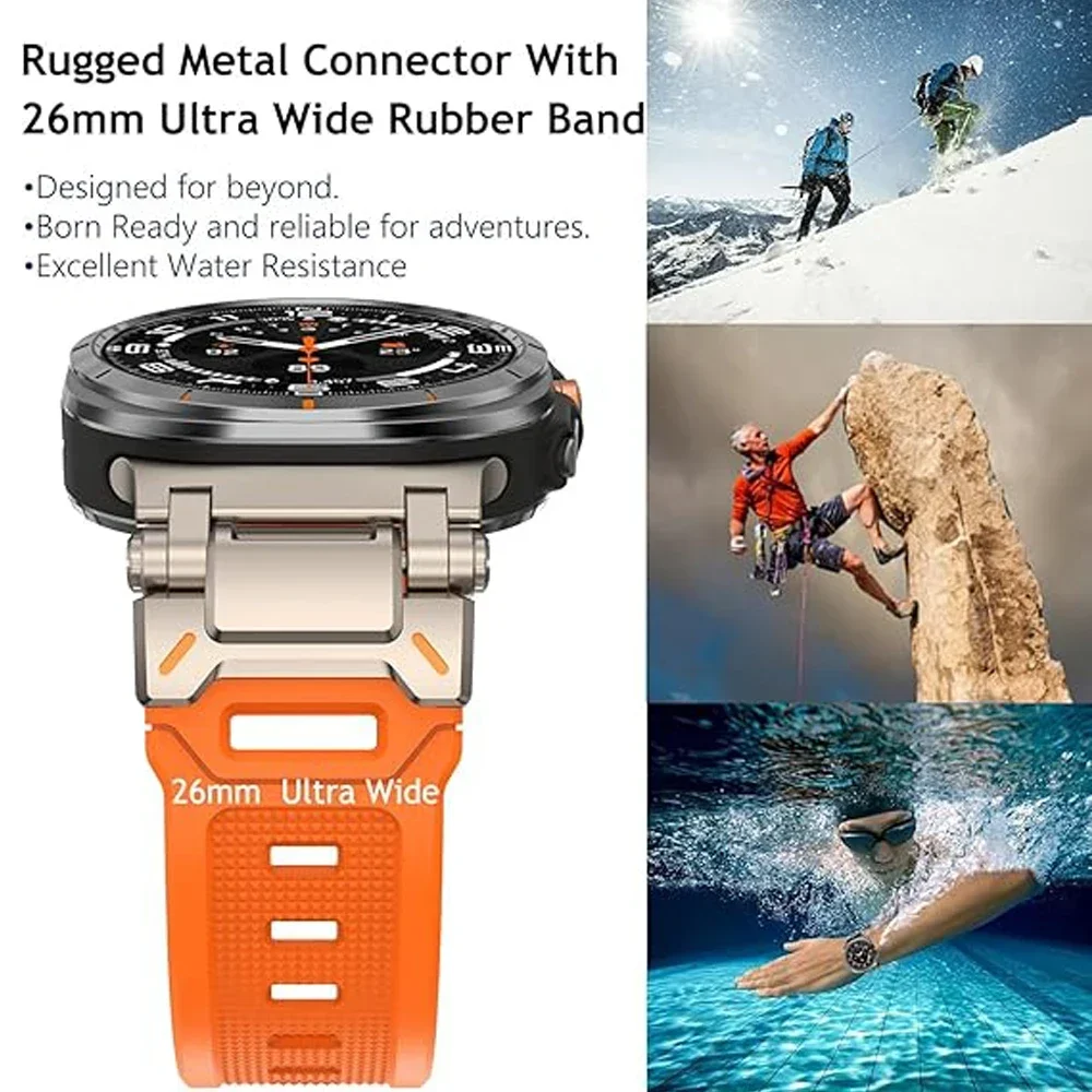 Stainless Steel Sport Bracelet with Rubber Strap