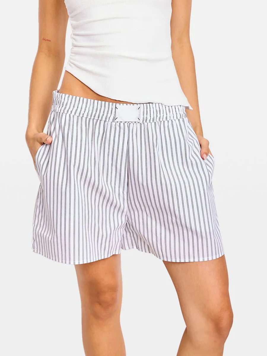 

Women s Pajama Shorts Stripe Elastic Waist Loose Comfy Sleep Shorts Summer Casual Pajama Bottoms