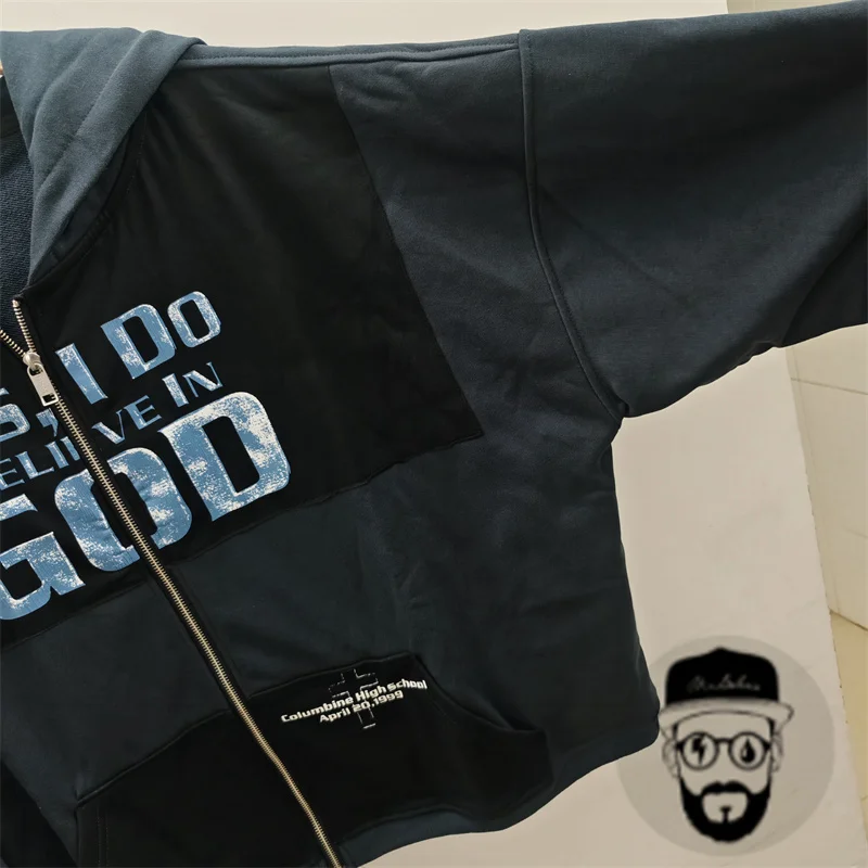 Free shipping navy ERD Yes i do zippered hoodie for men and women casual loose oversized sports shirt streetwear