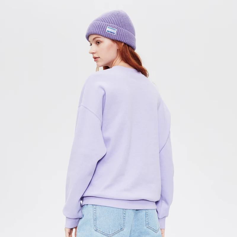 Metersbonwe  Women earphone Hoodies Winter Female Sweatshirt Thick Knit Plus Velvet Bottoming Shirt Solid Color Pullover