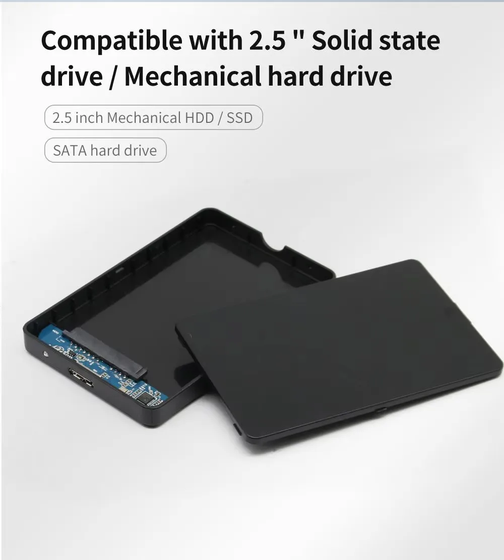 USB2.0/USB 3.0 외장 하드 드라이브 케이스 2.5인치 SATA HDD SSD 박스 (PC, 노트북, 스마트폰, PS5용) - 데이터 전송 케이스