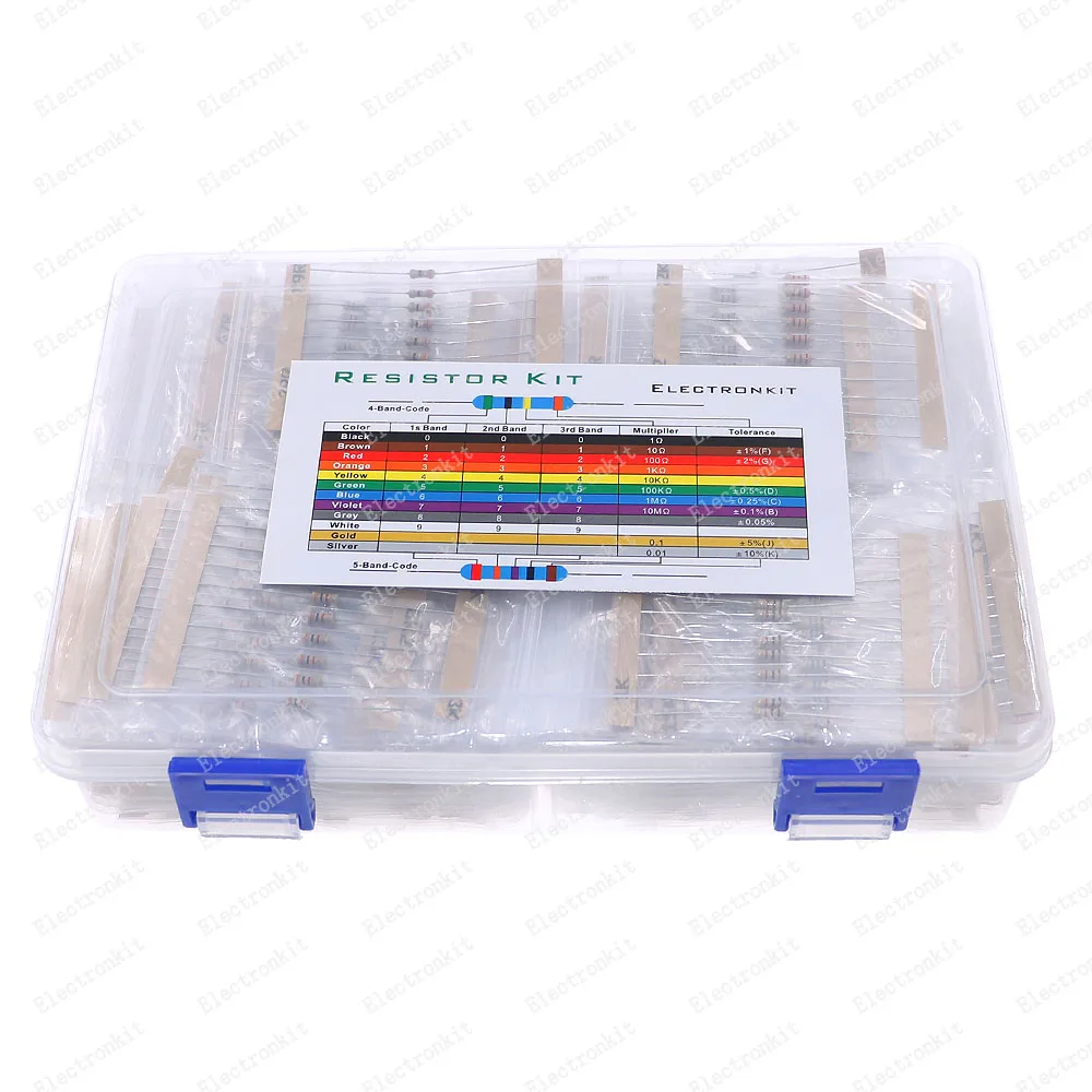 1700pcs 1/4W 5% 170Values 0 -22M ohm Carbon Film Resistors Assortment Kit Box Electronic Components pack