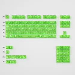 Purple Crystal Clear Keycaps Set - 156 Keys, Cherry Profile, Transparent UV Print (Neon Green)