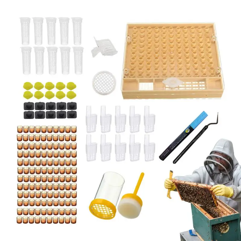 

Queen Bee Rearing Kit Complete Queen Rearing Box System for Beginners Full Bee Breeding Set Beekeeping Moving Grafting Tools