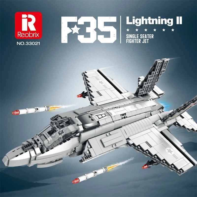 

1600PCS F-35 Lightning II Fighter Jet Building Blocks Shipboard Aircraft Bomber Model Desktop Decoration Exquisite Gift Kids Toy