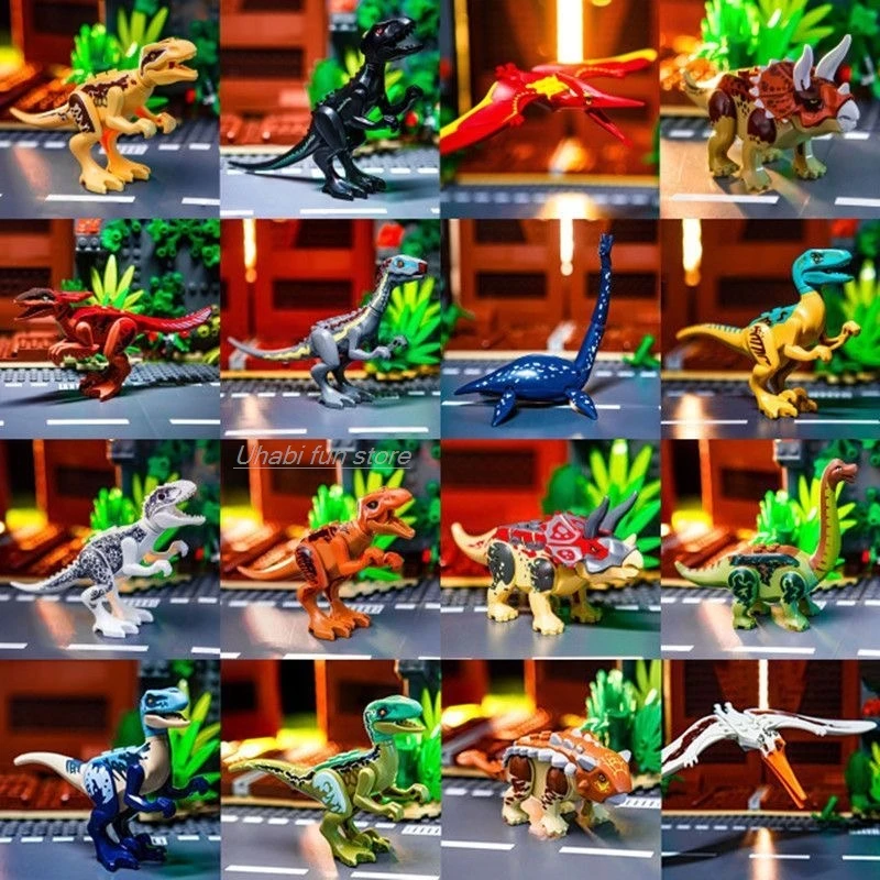 Jurassic Dinosaur Building Blocks - modele Velociraptor, Triceratops, Indominus i T‑Rex