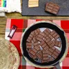 5 Pcs Bamboo Paper Plate Holder - 10 Inch Round Woven Plate Holder Reusable Paper Plate Holders for Picnic Party 5