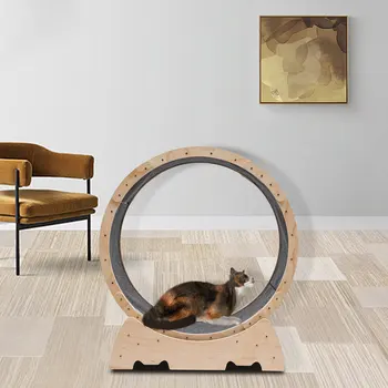 95*104*40cm Pet Treadmill, Cat Exercise Wheel, Natural Wood, Silent Running Toy, Treadmill Roller 1