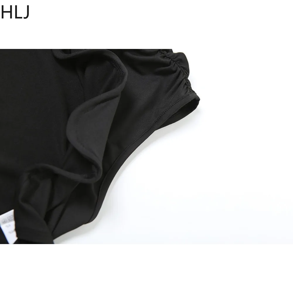HLJ Sexy Hollow Out Fashion Design 2024 Party Outfits Women Crop Top Side Slit Bodycon Skirts Matching Sets Night Club Vestidos