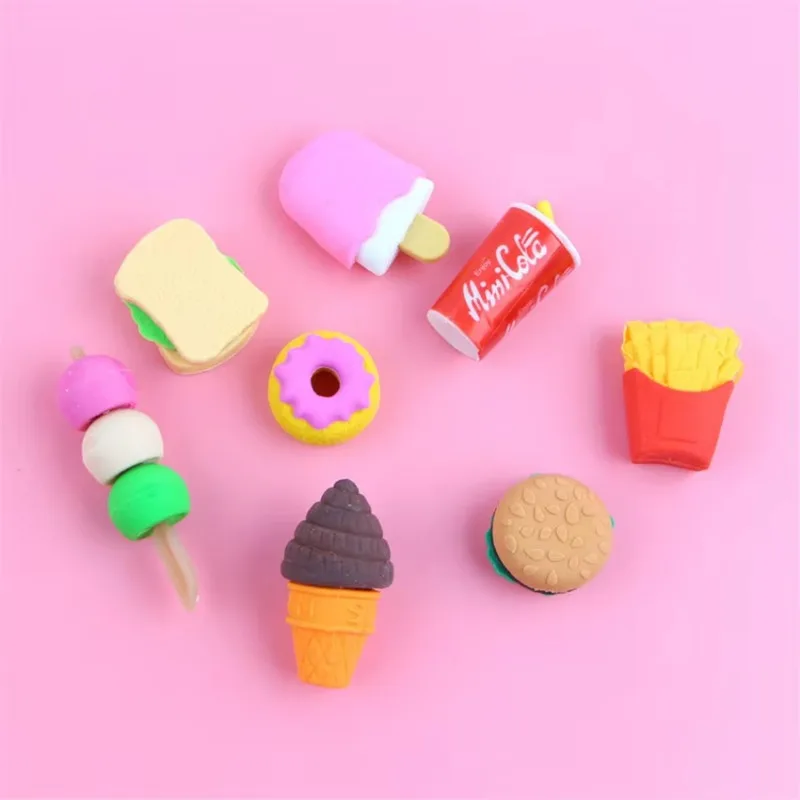 1pack/lot Kawaii Eraser Cartoon Food Animal Special Shape Eraser Set Cute Stationery Student Gifts Children Toy School Supplies