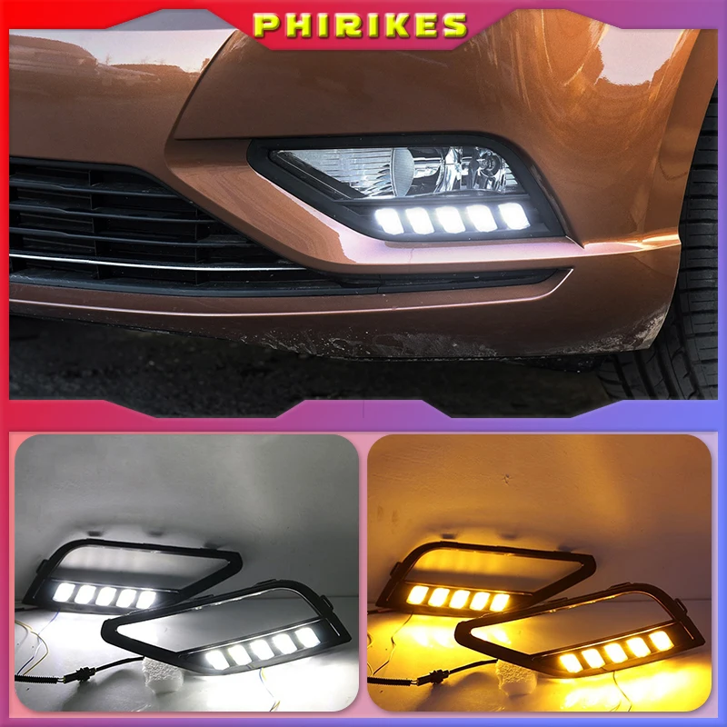 

LED DRL Daytime Running Light Daylight driving yellow turn Signal lamp For Volkswagen Lamando 2015-2018