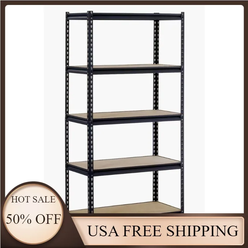 

800lbs Capacity Muscle Rack Freestanding Black 5-Tier Steel Shelving Unit