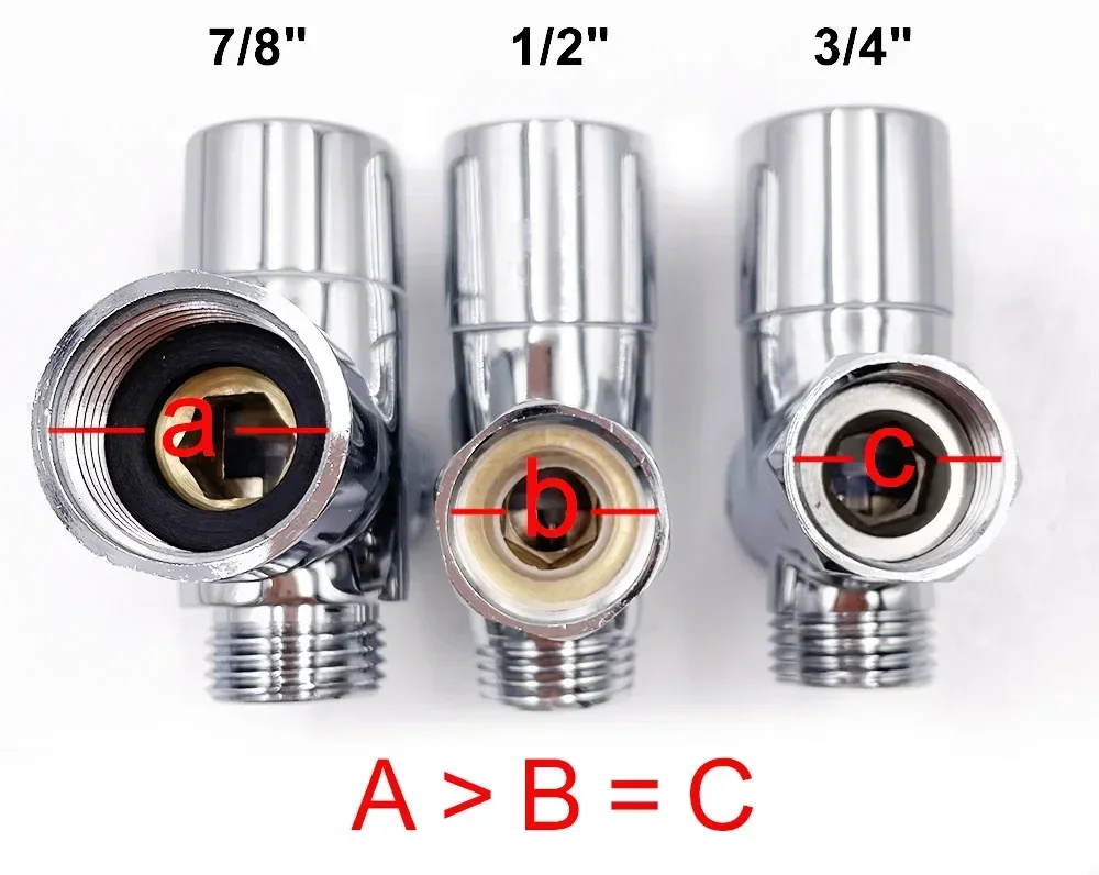 Bidet Chrome T Adapter with Shut-off Valve 3-way 7/8" 1/2" 3/4" for Handheld Toilet Bidet Spray t adapter valve