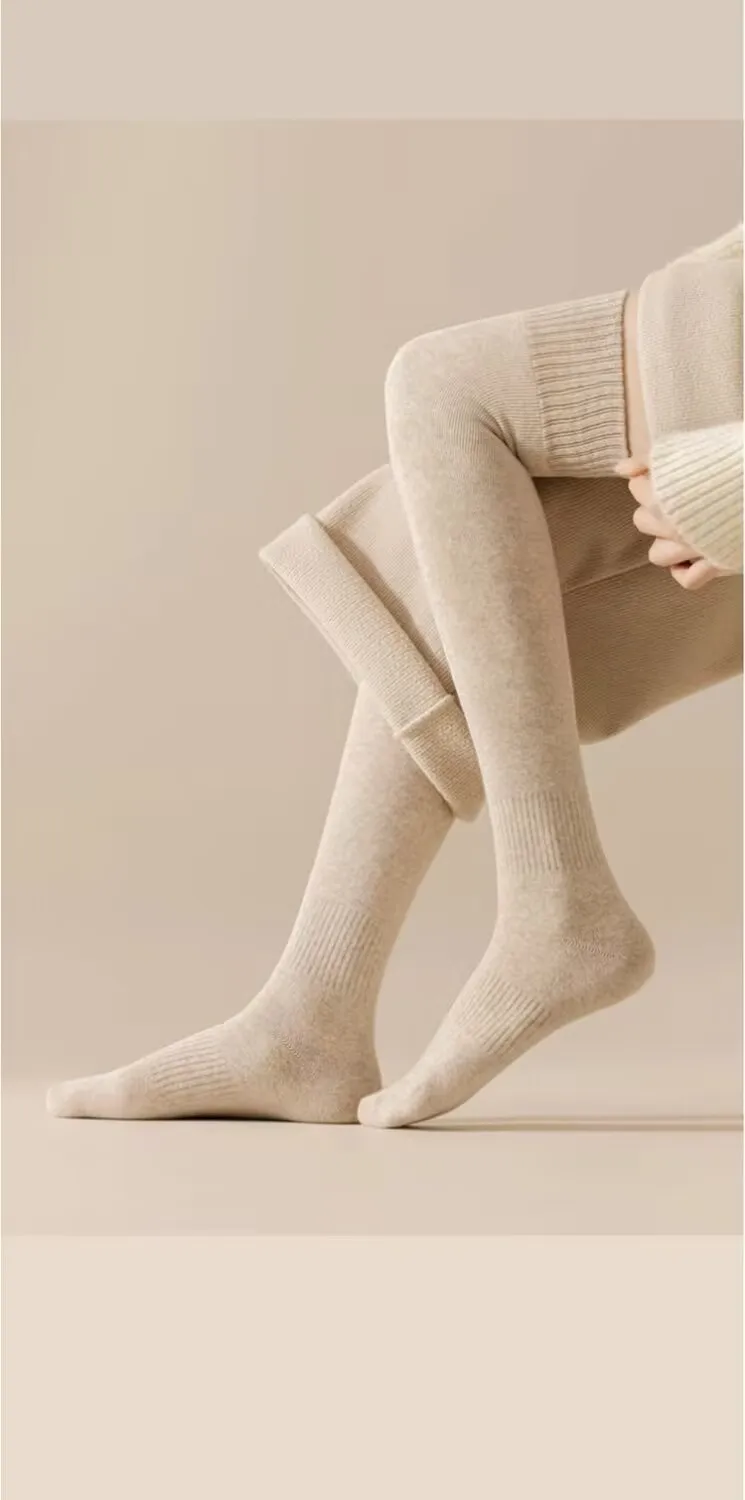 2 Paar Kniestrümpfe für Damen, Winter, dick, warm, mit Fleece gefüttert, über Kniestrümpfe, lange Socken – Detail 18