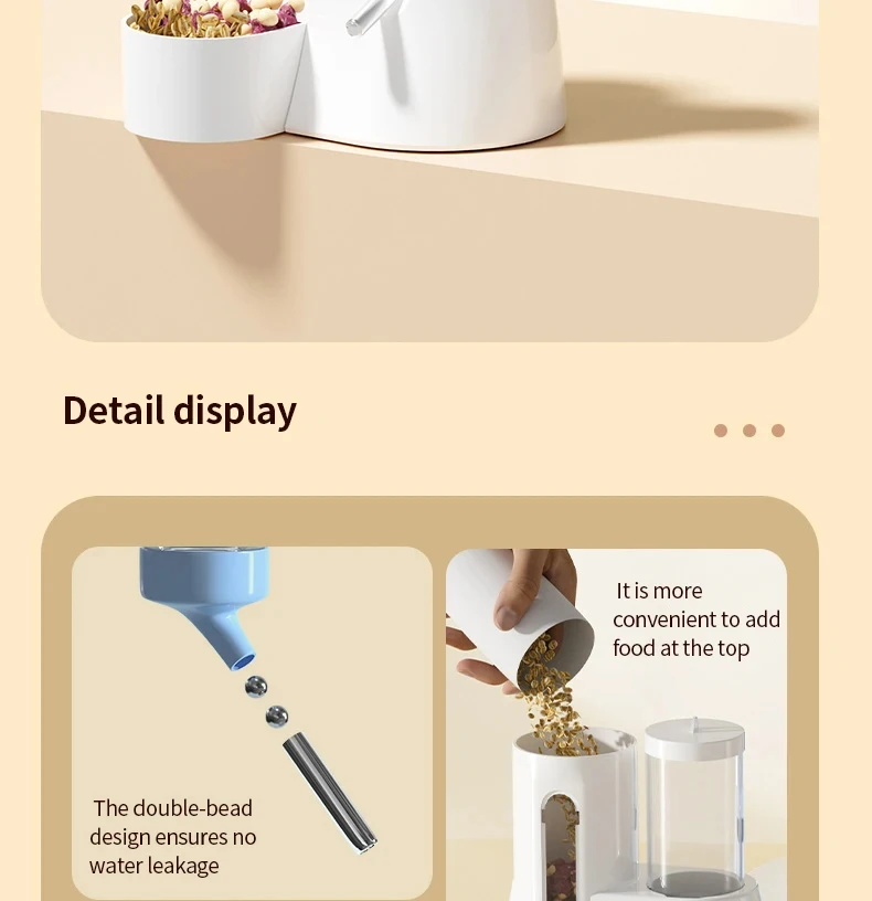 Automatischer Wasserspender für Hamster und Kleintiere mit Trinkflasche, Schüsseln und Futterbehälter für Meerschweinchen und Ratten – Detail 6