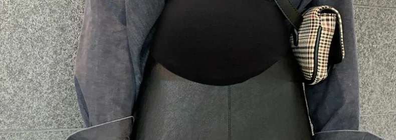 Vintage Pu Miniröcke für Mutterschaft Herbst Winter Mode heiße elastische Taille eine Linie Kleidung für schwangere Frauen Schwangerschaft Jugend – Detail 40