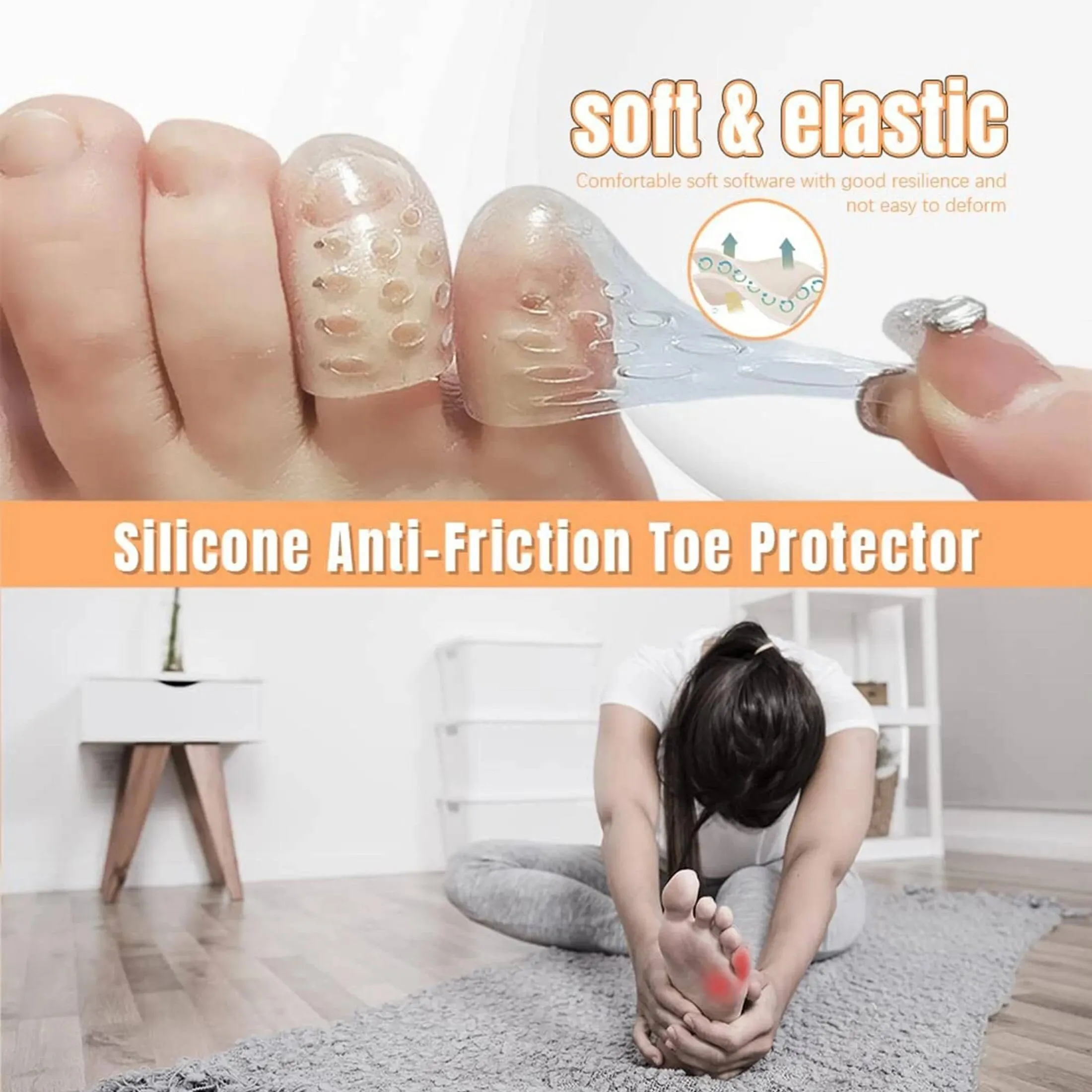 Silicone Toe Protector 20pcs Transparent Breathable Silicone Toe Protectors Prevent Blisters Calluses Corn Comfortable High Elasticity