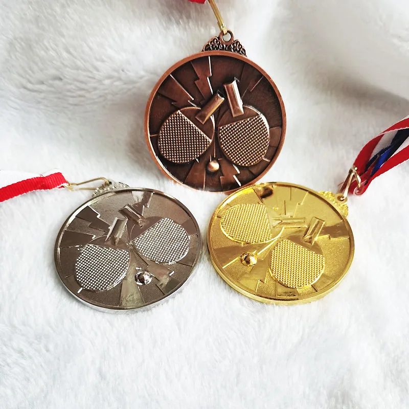 

Simple style Table Tennis Medal School Sports Medal Gold Silver Bronze Motion, 6.5 cm