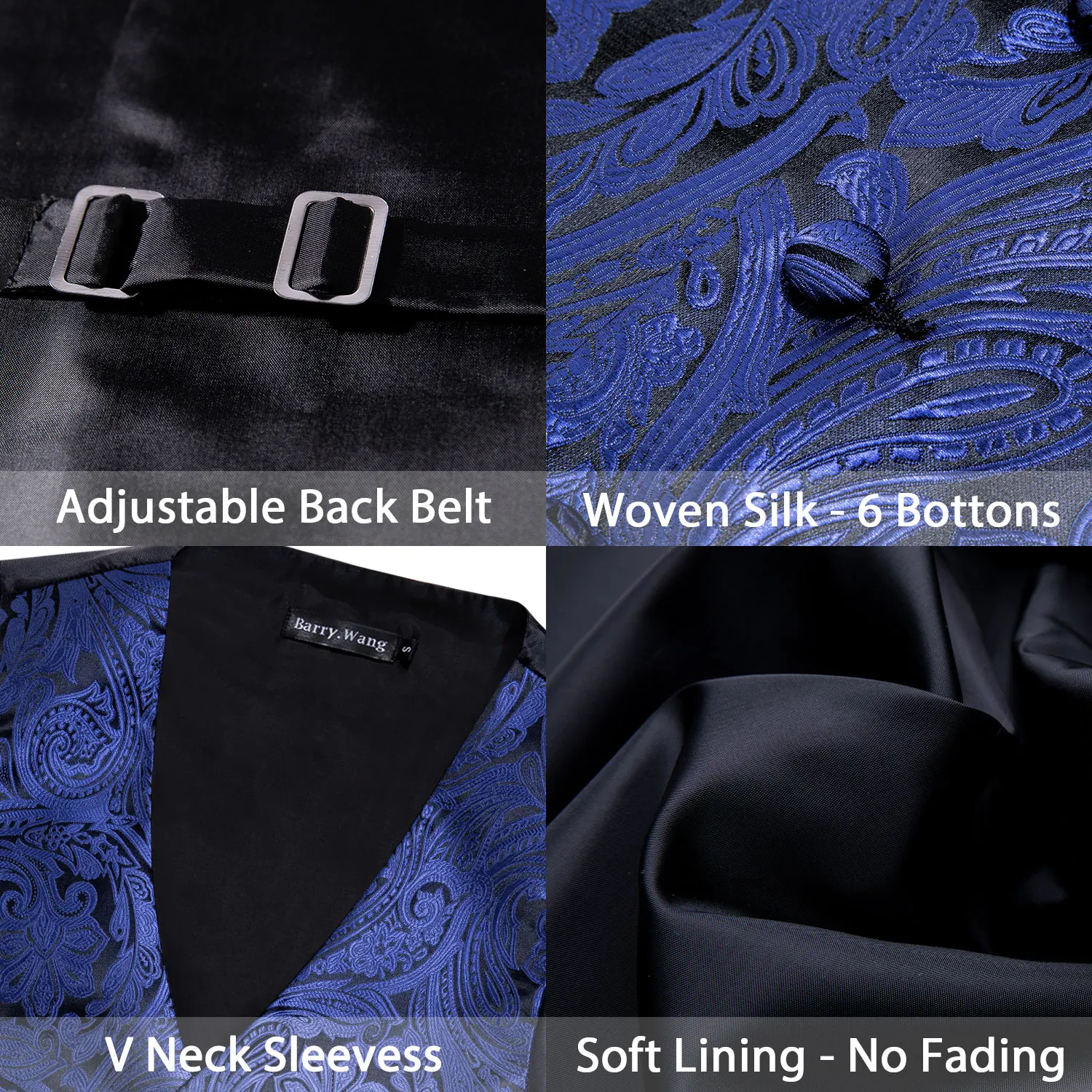 Silk Men Vest Jacquard Waistcoat Tie Hanky Cufflinks Set Wedding Business Sleeveless Jacket