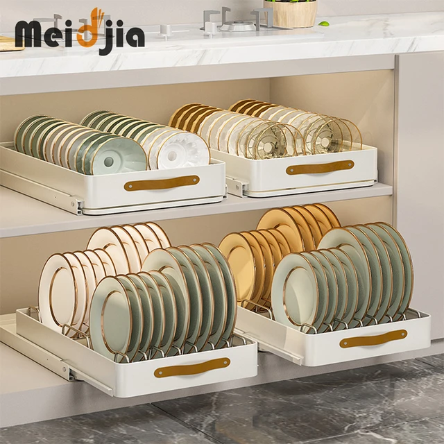 Space Aluminum Dish Drainer, Drawer Bowl Plate Drying Rack Organizer  Removable Cabinet Dish Drying Rack, Kitchen Accessories - AliExpress