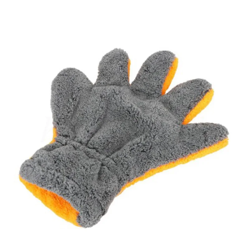 29*25CM Gray Orange Superfine Fiber Car Wash Gloves For Small Hands Soft Synthetic Fiber Car Cleaning Gloves To Clean The Car