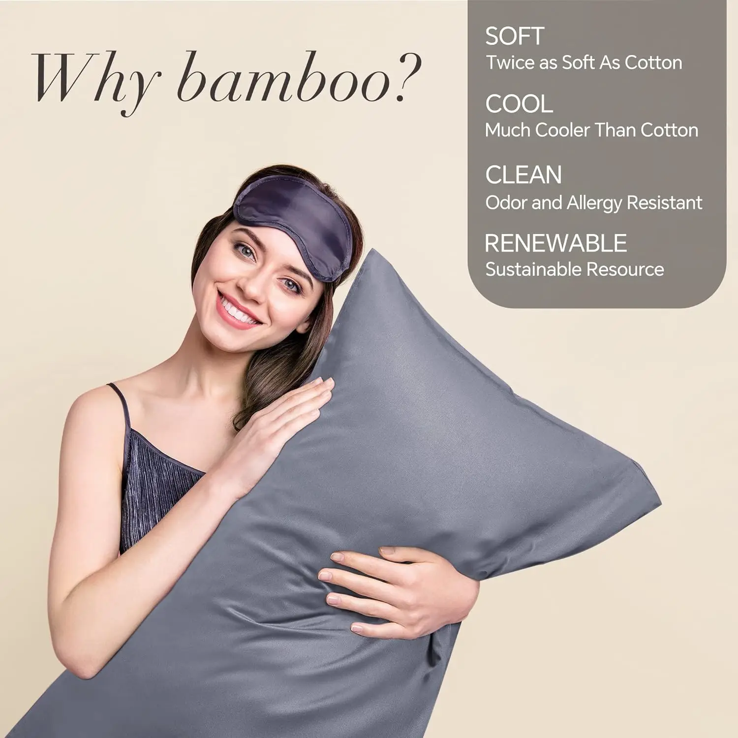2pcs Bamboo Pillowcase for Hot Sleepers & Night Sweats Softness Cooling Pillow Cover with Envelope Closure 5