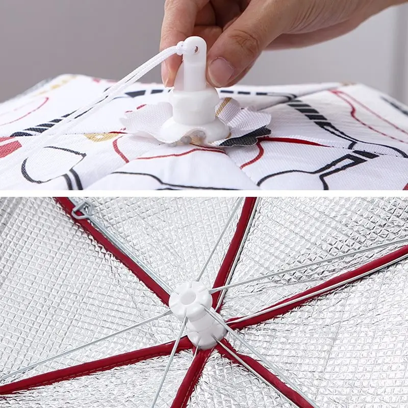 Foldable Insulated Food Cover Aluminum Foil Table Large Food Insulation Cover Plate Flies Mosquito Dustproof For Kitchen