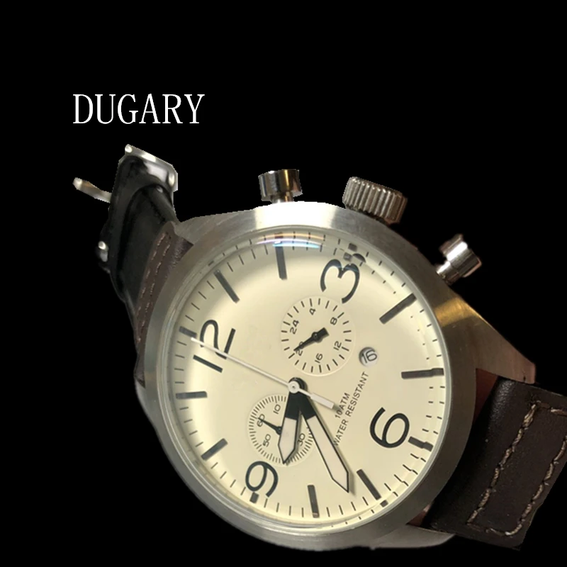 

DUGARY Aviation Chronograph Pilot Quartz Watch For Men 45mm Japanese movement 316L steel luminous waterproof Military Male Watch