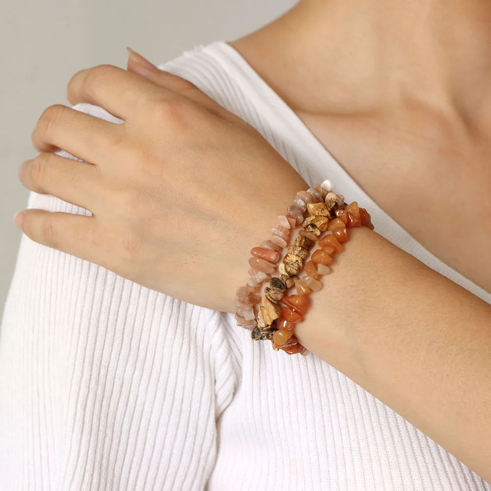 Generico Bracciale Yoga da donna, Bracciali da donna con pietre preziose da 4 mm, Bracciale regolabile in pietra naturale, Bracciale con perline di cristallo per donne e ragazze, 17-29 cm (Colorato