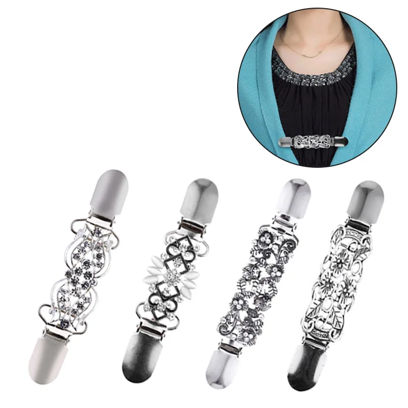 1PCS Duck-mouth Clips Sweater Cardigan Clip Beaded Pearl Pin Brooch Shawl Shirt Collar Buckles For Clothing Decor