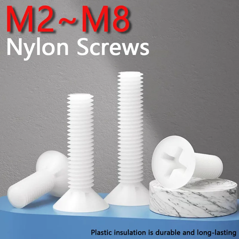 Tornillos De Nylon Cabeza Avellanada 20-50 Uds - M2 M2.5 M3 M4 M5 M6 M8, Para Electrónica Y Bricolaje Tornillos De Nylon Cabeza Avellanada 20-50 Uds - M2 M2.5 M3 M4 M5 M6 M8, Para Electrónica Y Bricolaje