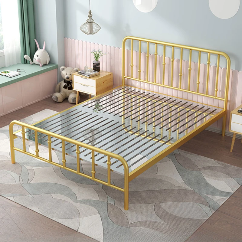 

Кровать из нержавеющей стали, двуспальная кровать, детская кровать, односпальная, простая, современная, из кованого железа, утолщенная стальная рама