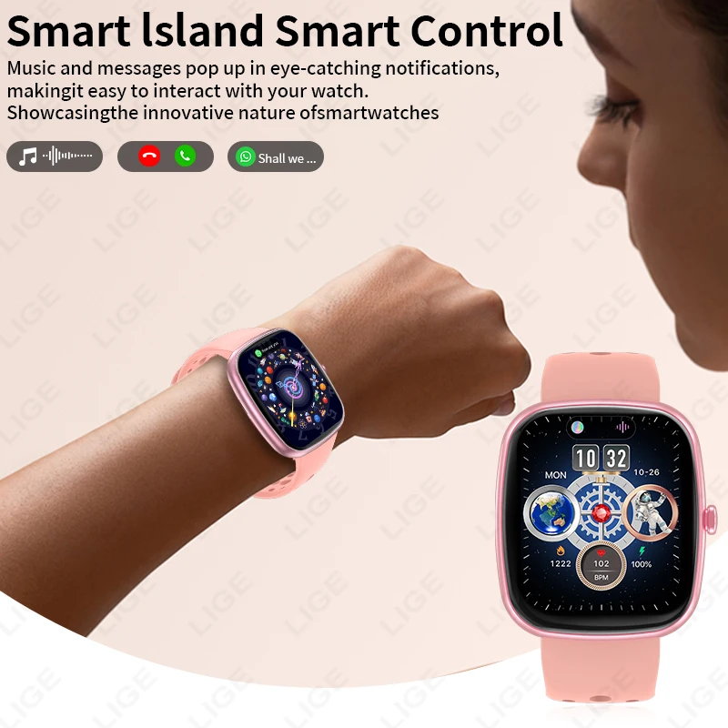 LIGE Smartwatch For Women Men 2025 New Bluetooth Talking Dynamic Island Heart Rate Sleep Monitor Sports Fitness Smart Watch Gift