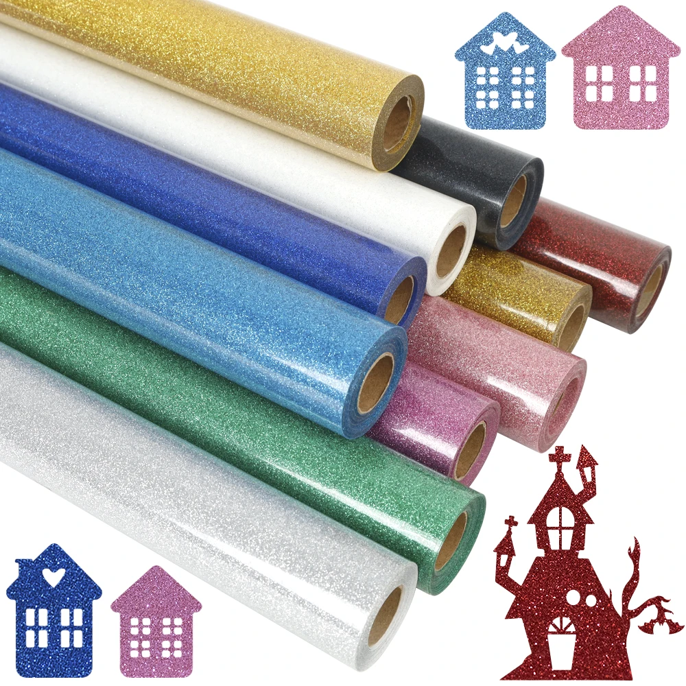 Glitter Heat Transfer Vinyl Iron on Vinyl HTV for Shirts Cameo Easy Cut & Weed for Heat Design heat transfer vinyl