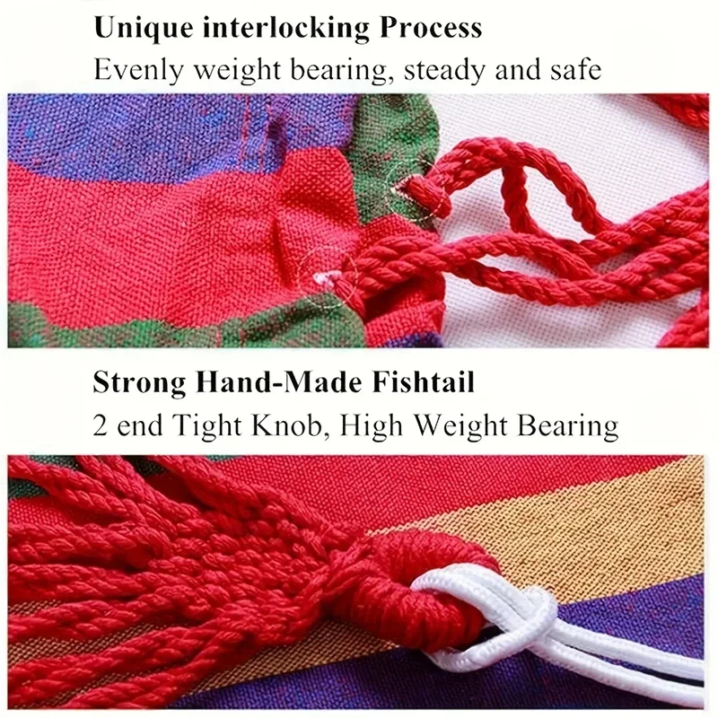 Colorful striped canvas hammock chair, no pillow or cushion, durable indoor/outdoor/camping swing chair for family leisure 1pc