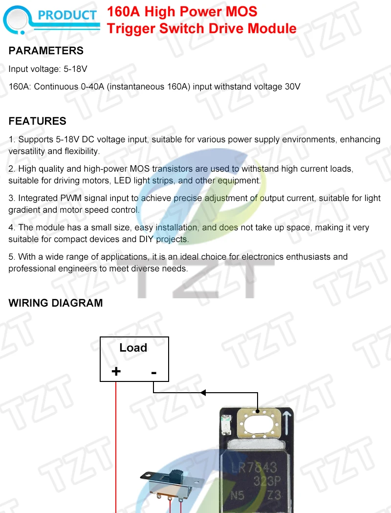 1/3/5/10 Stück 160A Hochleistungs-MOS-Trigger-Schalter, Feldeffekttransistor, PWM-Regelung, elektronische Schaltsteuerung 5-26V – Detail 1