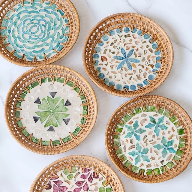 Handwoven Rattan Snack Tray 1