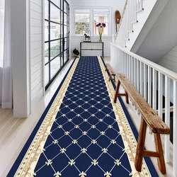 Retro Long Corridor Carpet Runners Aesthetic Luxury Hotel Hallway Decoration Home Aisle Non-slip Long Mat Walkway Rug Washable