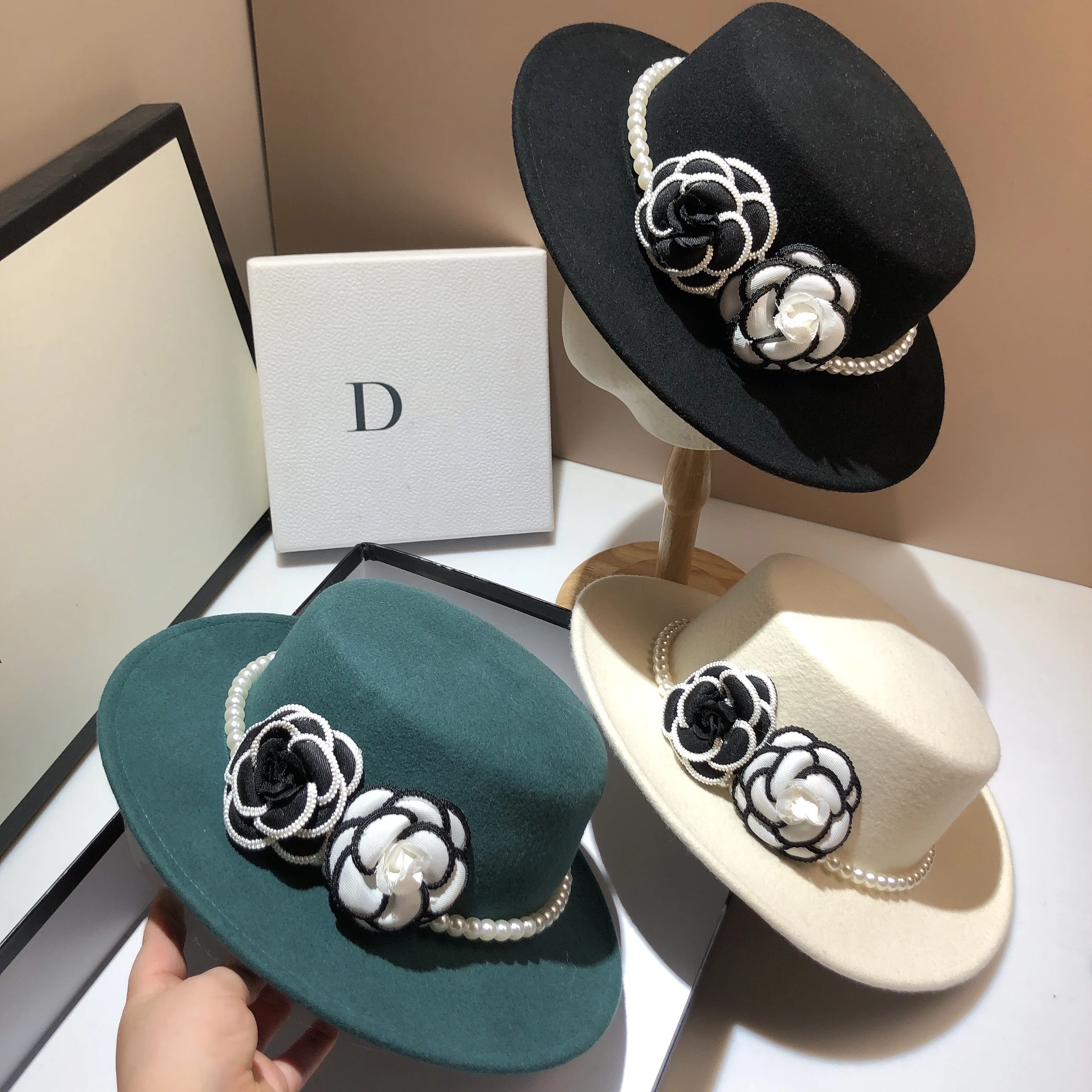 

Женская шерстяная шляпа ручной работы, винтажная шляпа из австралийской шерсти с маленьким французским ароматом и жемчугом