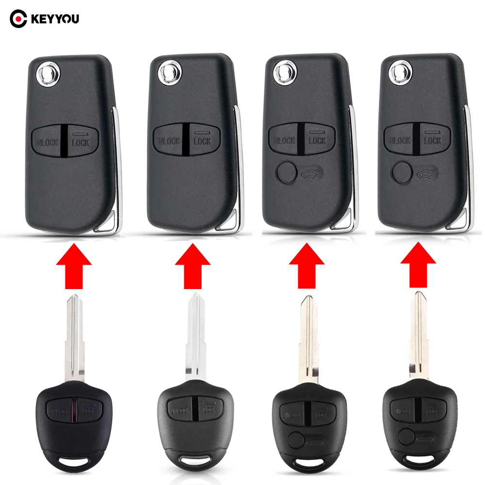 Right/left Blade 2/3 Buttons Modified Flip Folding Remote Key Shell KEYYOU For Mitsubishi New ASX GRANDIS Outlander LANCER-EX