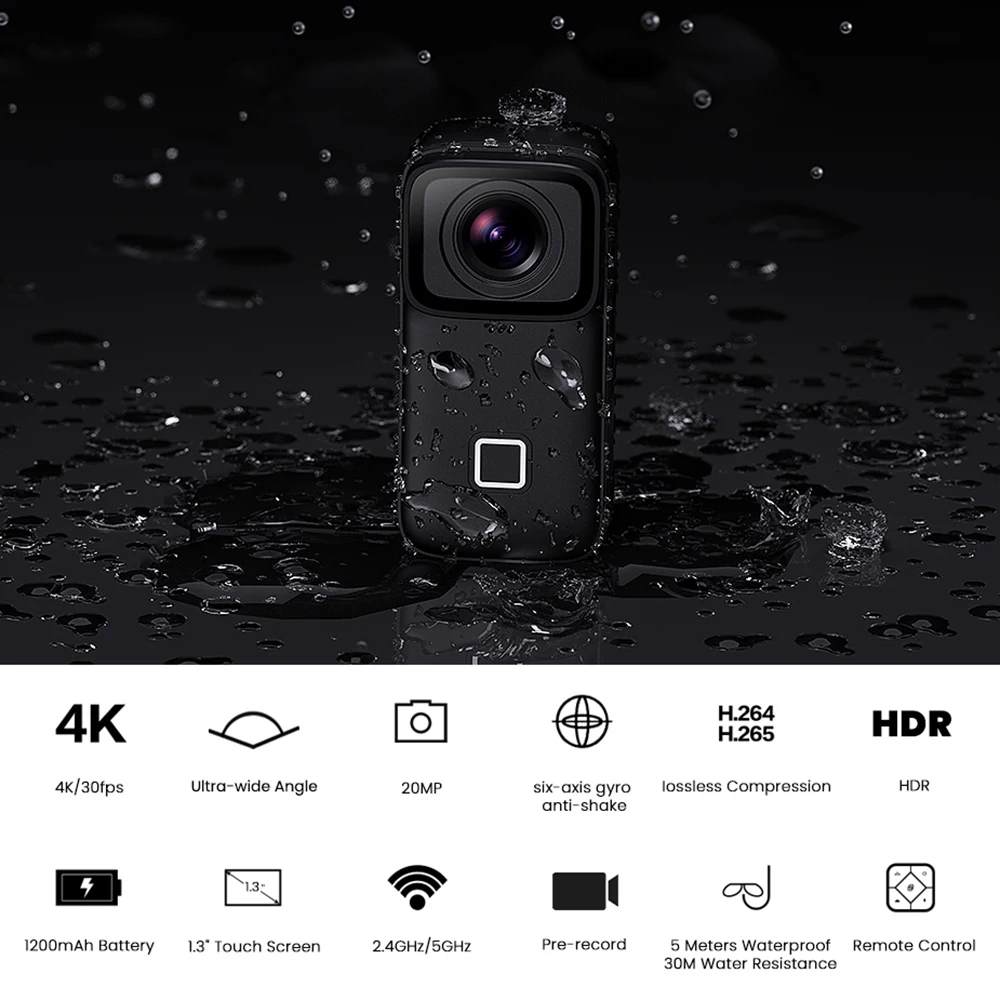 SJCAM C200 Pro 4K Mini Caméra d'Action – Ultra-Légère 78g, tenant dans la main pour montrer sa taille compacte