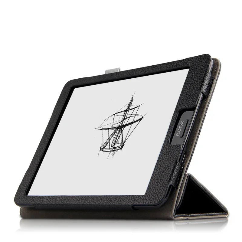 Premium PU Leather Tri-Fold Stand Cover with Hand Strap
