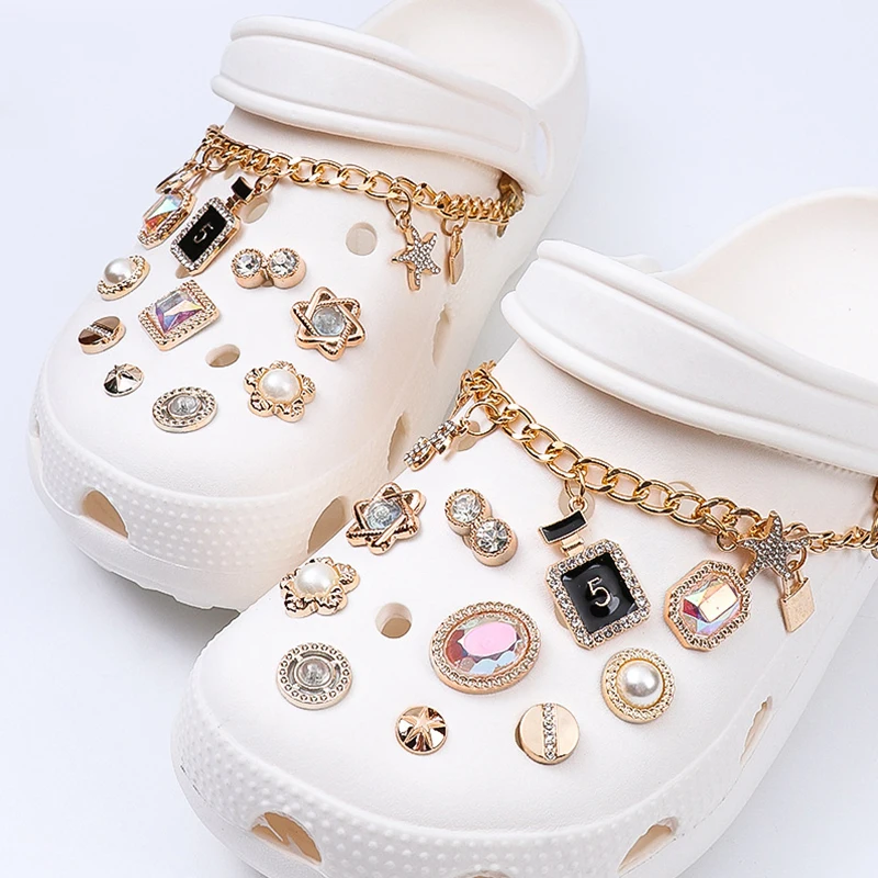 Shoe Charms for Crocs DIY Diamond Pearl Chain Gemstone Decoration Buckle for  Croc Shoe Charm Accessories Kids Party Girls Gift - AliExpress