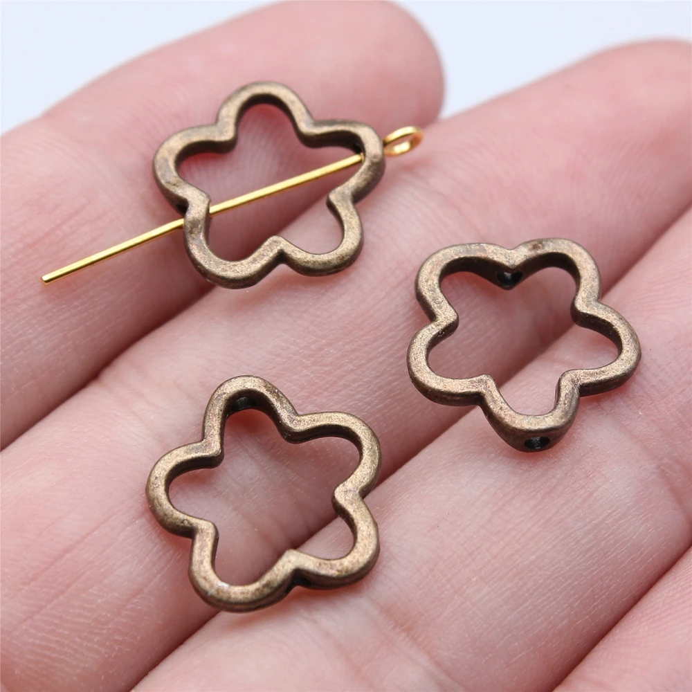 Flower Charm Beads 20pcs 16x16mm Small Holes For Jewelry Making